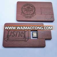 Custom Bulk Card Type Wood USB Flash Drive With Customized Laser Engraving Logo 8gb 16gb 32gb 64gb 128gb