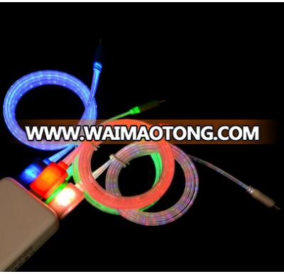 Flowing LED Glow in the Dark Light Up Visible Charging Cable Micro USB led charger cable